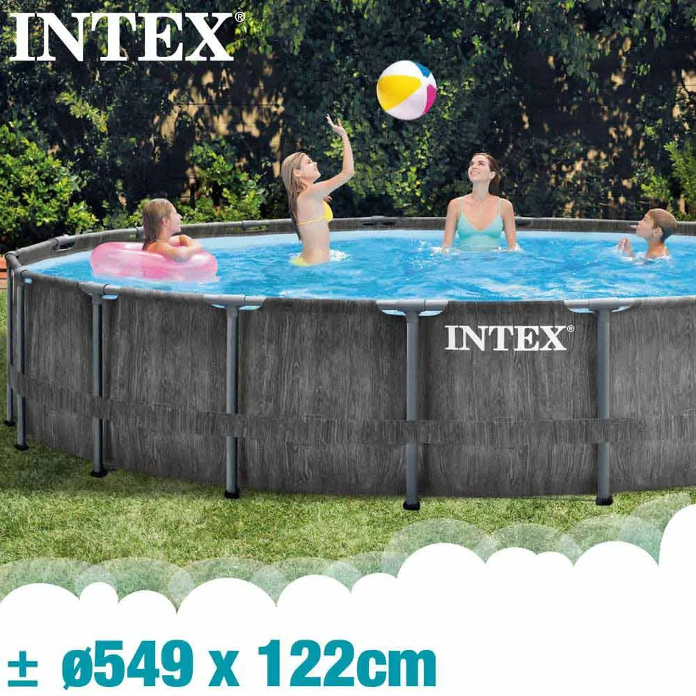 Intex Greywood Prism Premium Ø 549x122 Cm Stahl Runder Aufstellpool, Grey / blue, 24311L Intex Greywood Prism Premium Ø 549x122 Cm Stahl Runder Aufstellpool, Grey / blue, 24311L