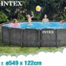 Intex Greywood Prism Premium Ø 549x122 Cm Stahl Runder Aufstellpool, Grey / blue, 24311L