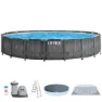 Intex Greywood Prism Premium Ø 549x122 Cm Stahl Runder Aufstellpool, Grey / blue, 24311L