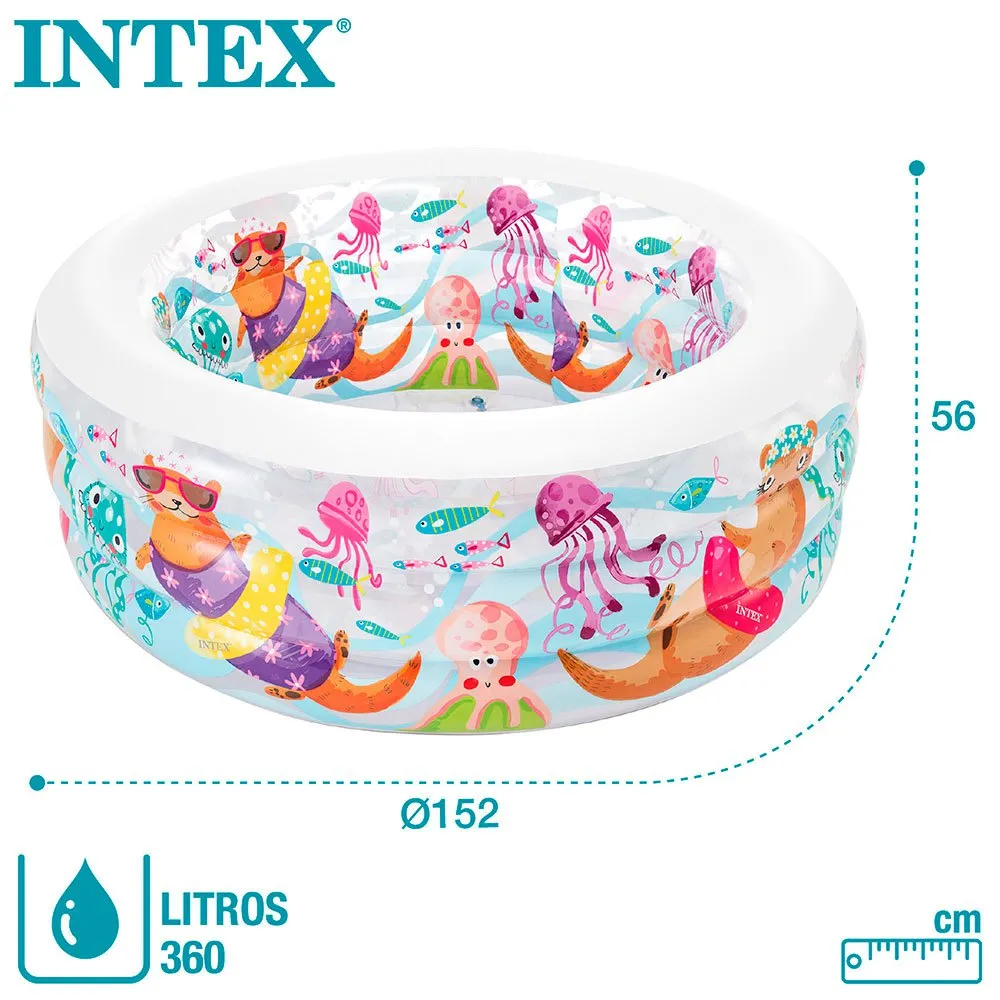 Intex Inflatable Aquarium Pool, Clear / multicolor, 153 x 56cm Intex Inflatable Aquarium Pool, Clear / multicolor, 153 x 56cm