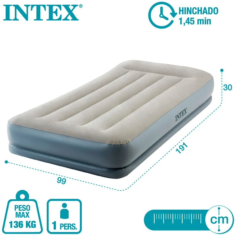 Intex Midrise Dura-beam Standard Pillow Rest Luftmatratze, Grey, 99 x 191 x 30cm Intex Midrise Dura-beam Standard Pillow Rest Luftmatratze, Grey, 99 x 191 x 30cm