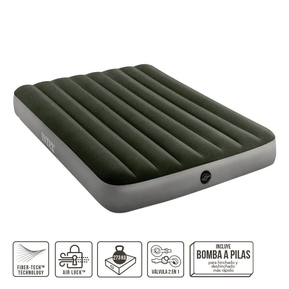 Intex Prestige Downy Doppelbettmatratze Mit Pumpe Und Fiber-tech-technologie, Green / grey, 137 x 191 x 25cm Intex Prestige Downy Doppelbettmatratze Mit Pumpe Und Fiber-tech-technologie, Green / grey, 137 x 191 x 25cm