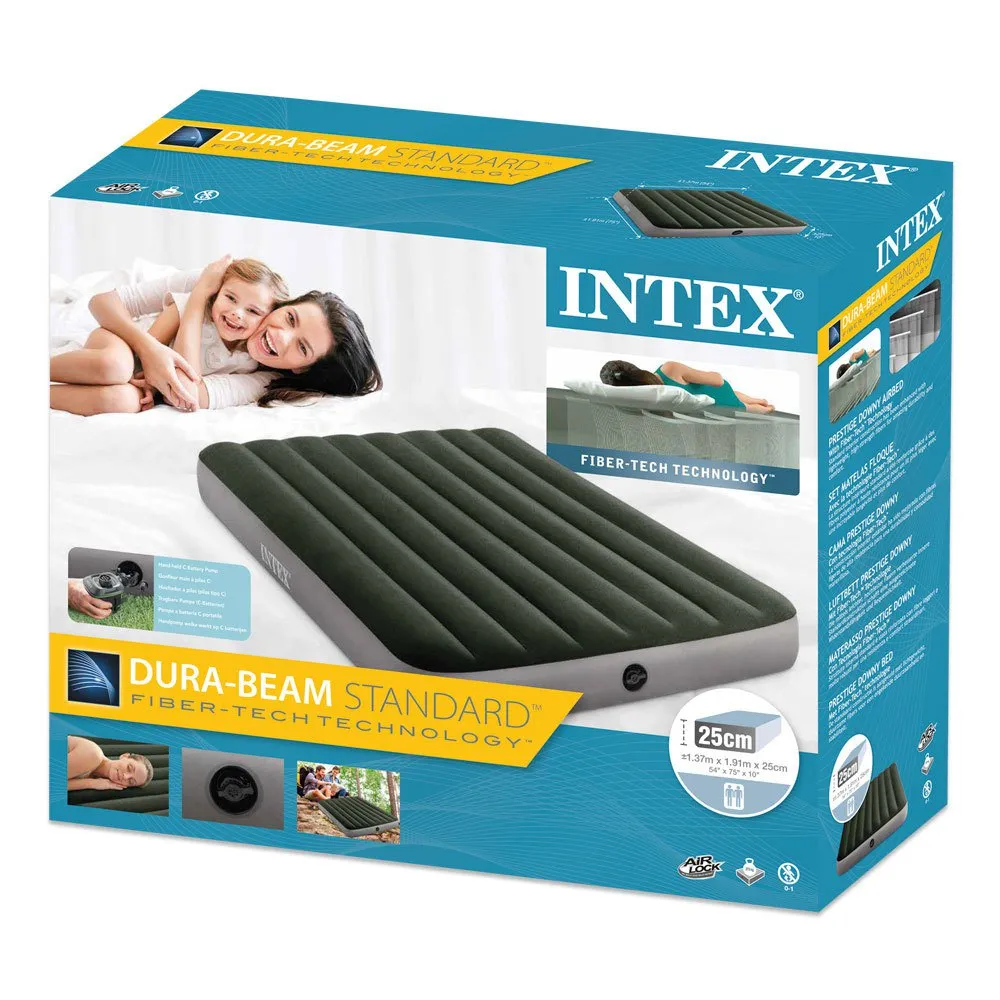 Intex Prestige Downy Doppelbettmatratze Mit Pumpe Und Fiber-tech-technologie, Green / grey, 137 x 191 x 25cm Intex Prestige Downy Doppelbettmatratze Mit Pumpe Und Fiber-tech-technologie, Green / grey, 137 x 191 x 25cm