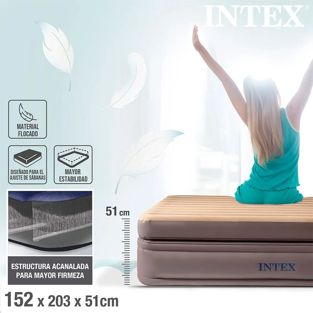 Intex Prime Comfort Elevated Doppel-luftbett, Beige / grey, 152 x 203 x 51cm Intex Prime Comfort Elevated Doppel-luftbett, Beige / grey, 152 x 203 x 51cm