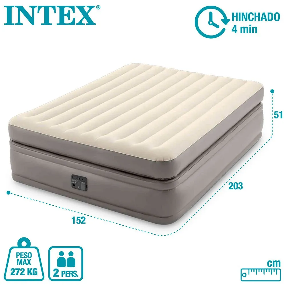 Intex Prime Comfort Elevated Doppel-luftbett, Beige / grey, 152 x 203 x 51cm Intex Prime Comfort Elevated Doppel-luftbett, Beige / grey, 152 x 203 x 51cm