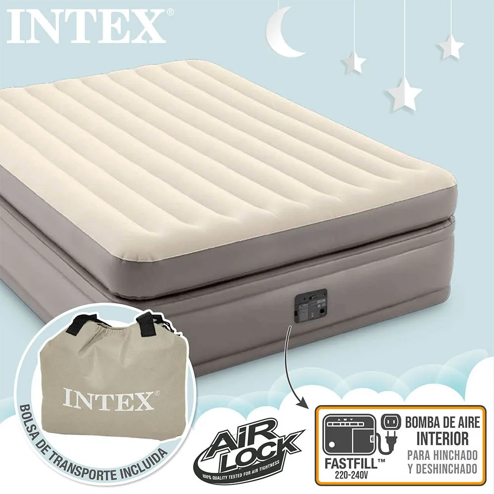 Intex Prime Comfort Elevated Doppel-luftbett, Beige / grey, 152 x 203 x 51cm Intex Prime Comfort Elevated Doppel-luftbett, Beige / grey, 152 x 203 x 51cm