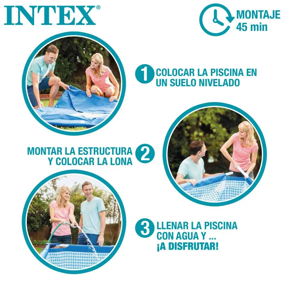 Intex Prism 400x200x122 Cm Stahl Rechteckiger Aufstellpool Mit Rahmen unisex, Grey / blue, 8418L Intex Prism 400x200x122 Cm Stahl Rechteckiger Aufstellpool Mit Rahmen unisex, Grey / blue, 8418L