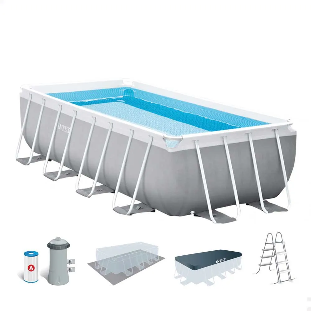 Intex Prism 488x244x107 Cm Stahl Rechteckiger Aufstellpool Mit Rahmen, Grey / blue, 10874L Intex Prism 488x244x107 Cm Stahl Rechteckiger Aufstellpool Mit Rahmen, Grey / blue, 10874L