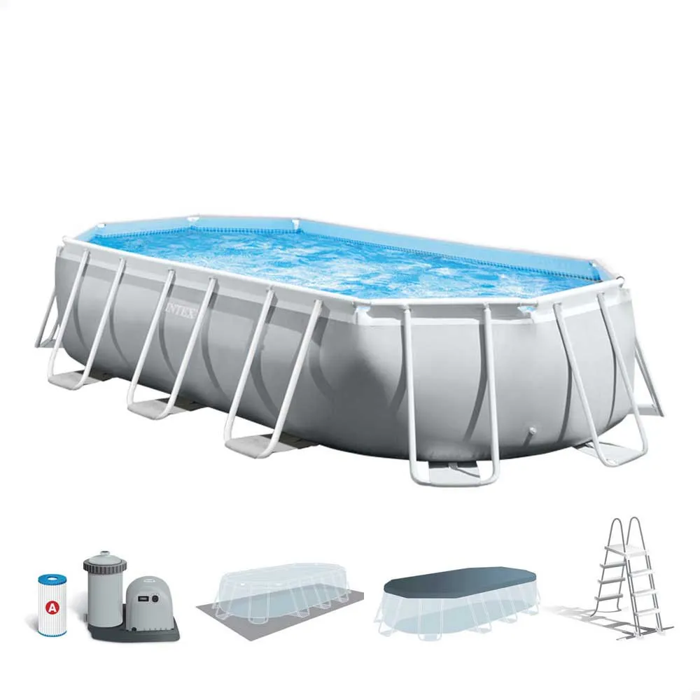 Intex Prism 503x274x122 Cm Stahl Ovaler Poolrahmen Oberirdisch unisex, Grey / blue, 13365L Intex Prism 503x274x122 Cm Stahl Ovaler Poolrahmen Oberirdisch unisex, Grey / blue, 13365L