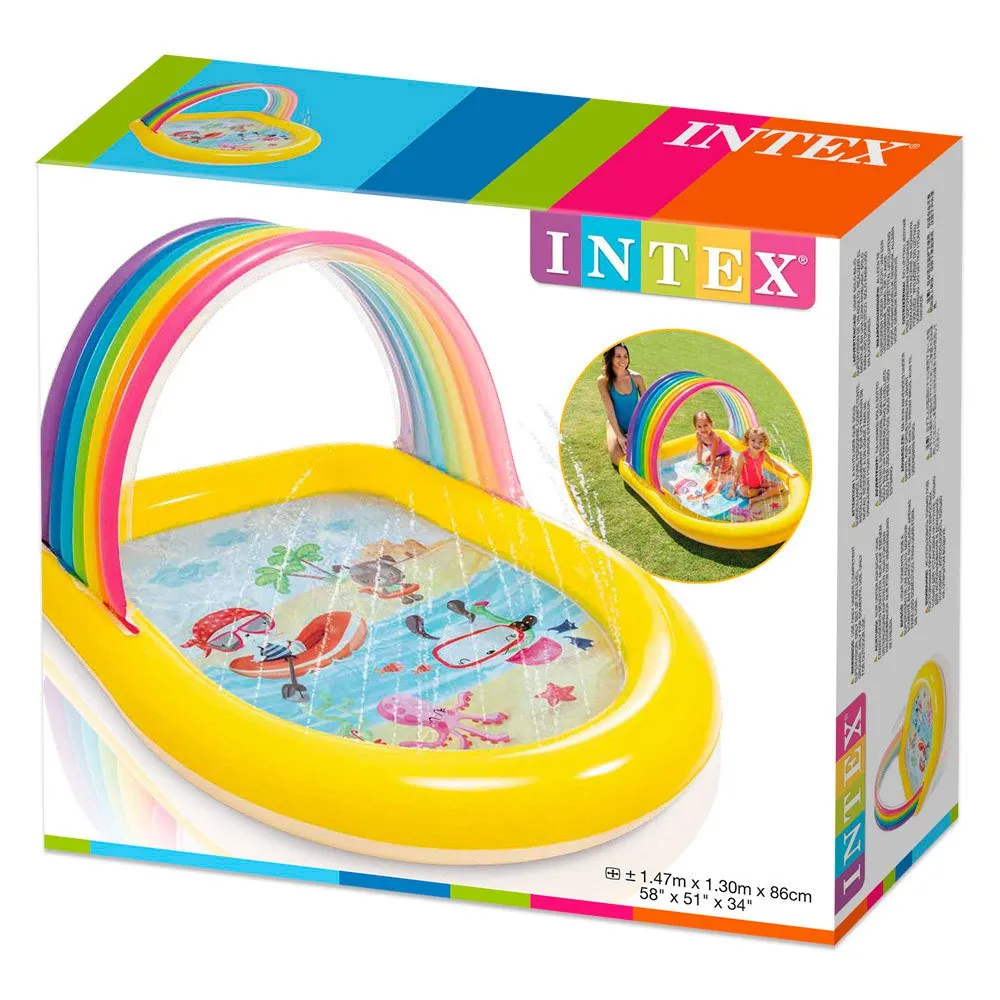 Intex Regenbogenkinder Mit Baldachin Und Sprinklerpool, Multi, 130 x 147 x 86cm