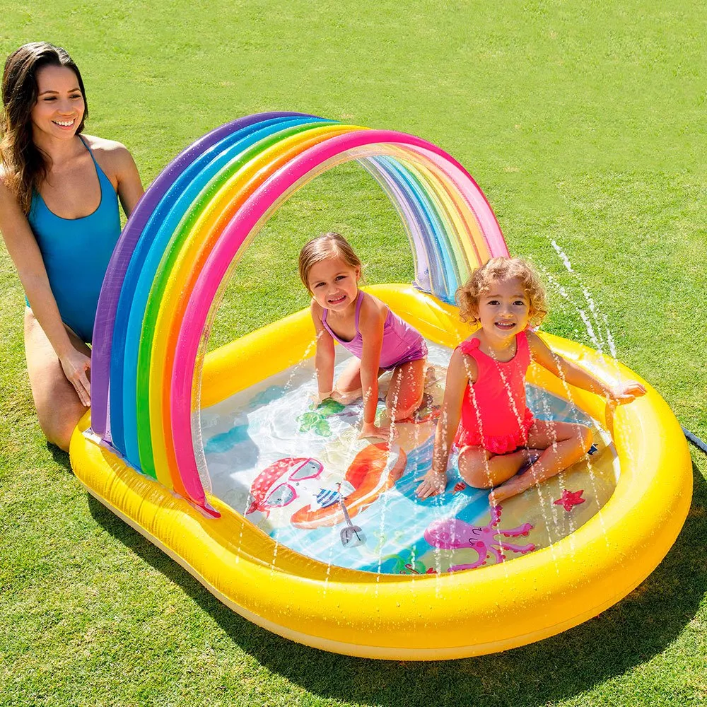 Intex Regenbogenkinder Mit Baldachin Und Sprinklerpool, Multi, 130 x 147 x 86cm