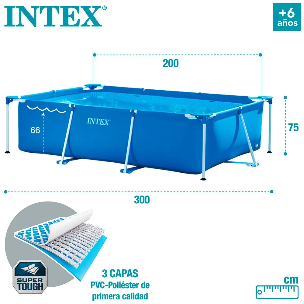 Intex Small Frame Collapsible 300x200x75 Cm Pool, 300 x 200 x 75cm Intex Small Frame Collapsible 300x200x75 Cm Pool, 300 x 200 x 75cm