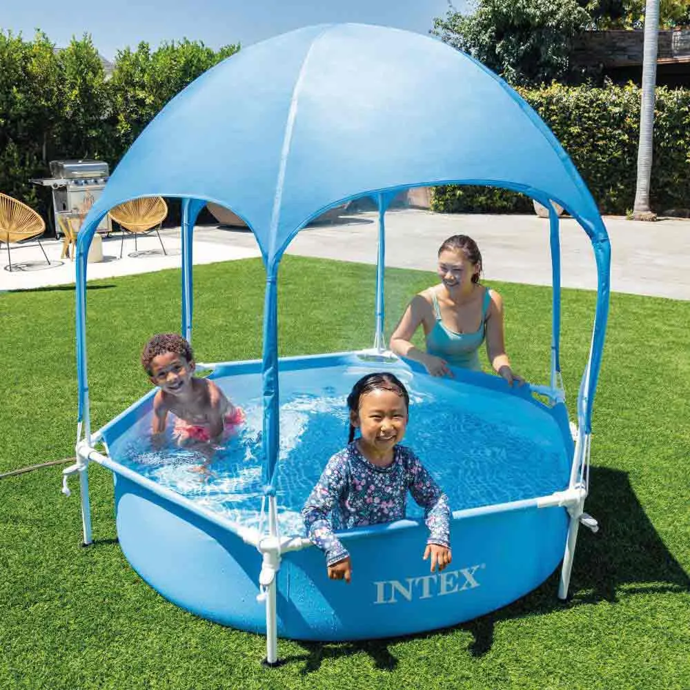 Intex Stahl Runder Aufstellpool Mit Überdachung 183cm, Blue, 700L Intex Stahl Runder Aufstellpool Mit Überdachung 183cm, Blue, 700L