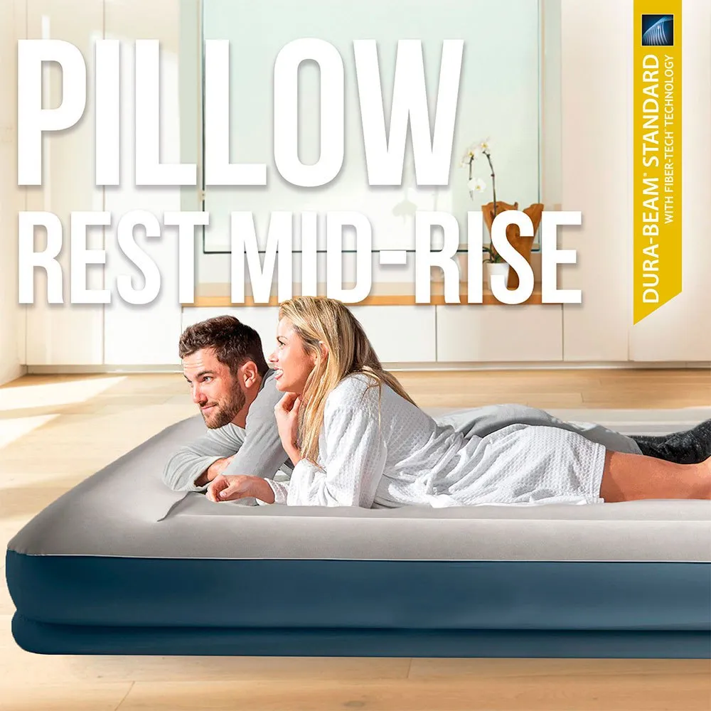 Intex Standard Pillow Rest Midrise Luftmatratze, Grey, 152 x 203 x 30cm Intex Standard Pillow Rest Midrise Luftmatratze, Grey, 152 x 203 x 30cm