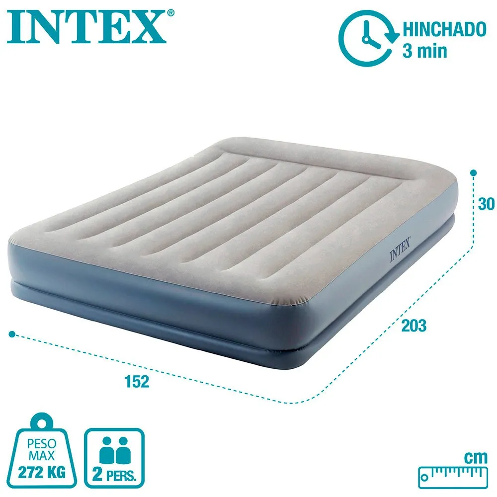 Intex Standard Pillow Rest Midrise Luftmatratze, Grey, 152 x 203 x 30cm Intex Standard Pillow Rest Midrise Luftmatratze, Grey, 152 x 203 x 30cm