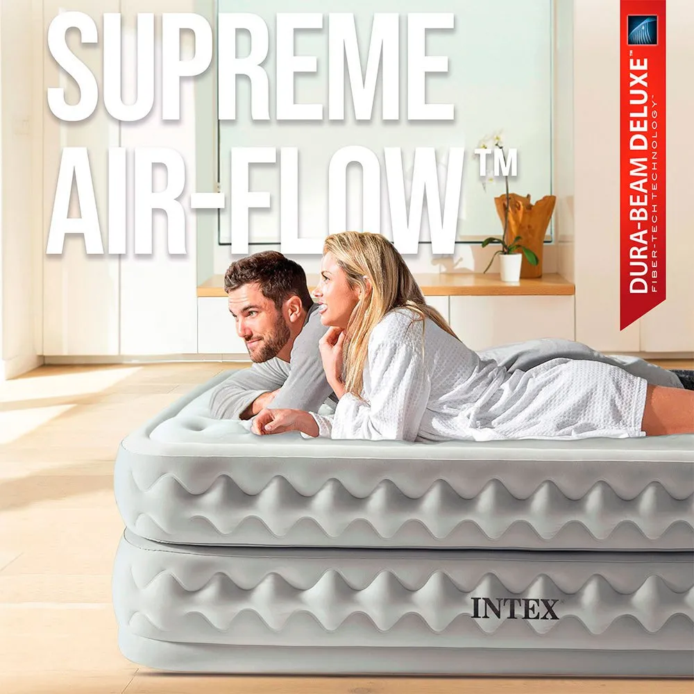 Intex Supreme Fiber-tech Doppel-luftbett, Grey, 152 x 203 x 51cm