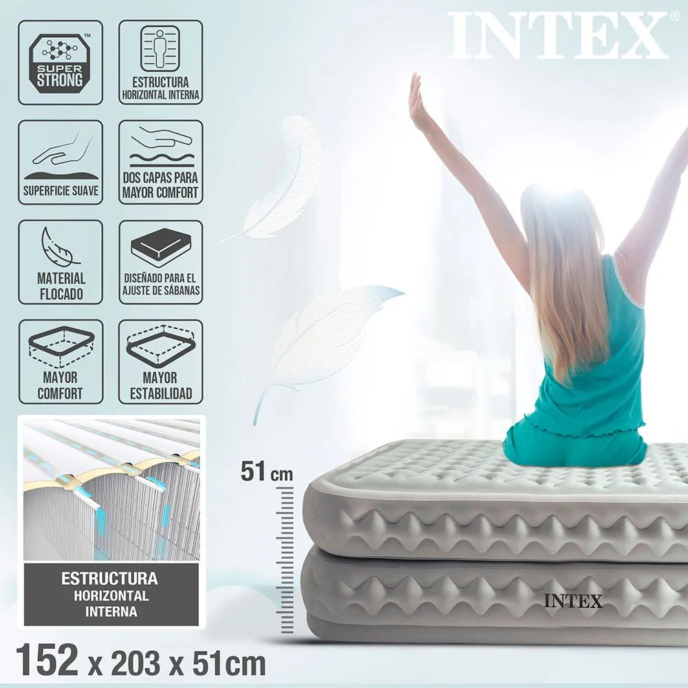 Intex Supreme Fiber-tech Doppel-luftbett, Grey, 152 x 203 x 51cm