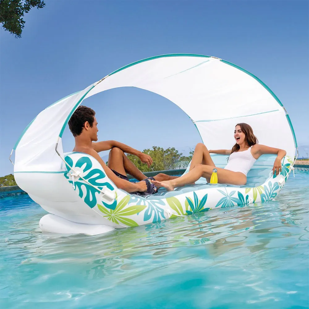 Intex Tropical Canopy Lounge Luftmatratze Für Pool, White / blue, 224 x 150 x 165cm Intex Tropical Canopy Lounge Luftmatratze Für Pool, White / blue, 224 x 150 x 165cm