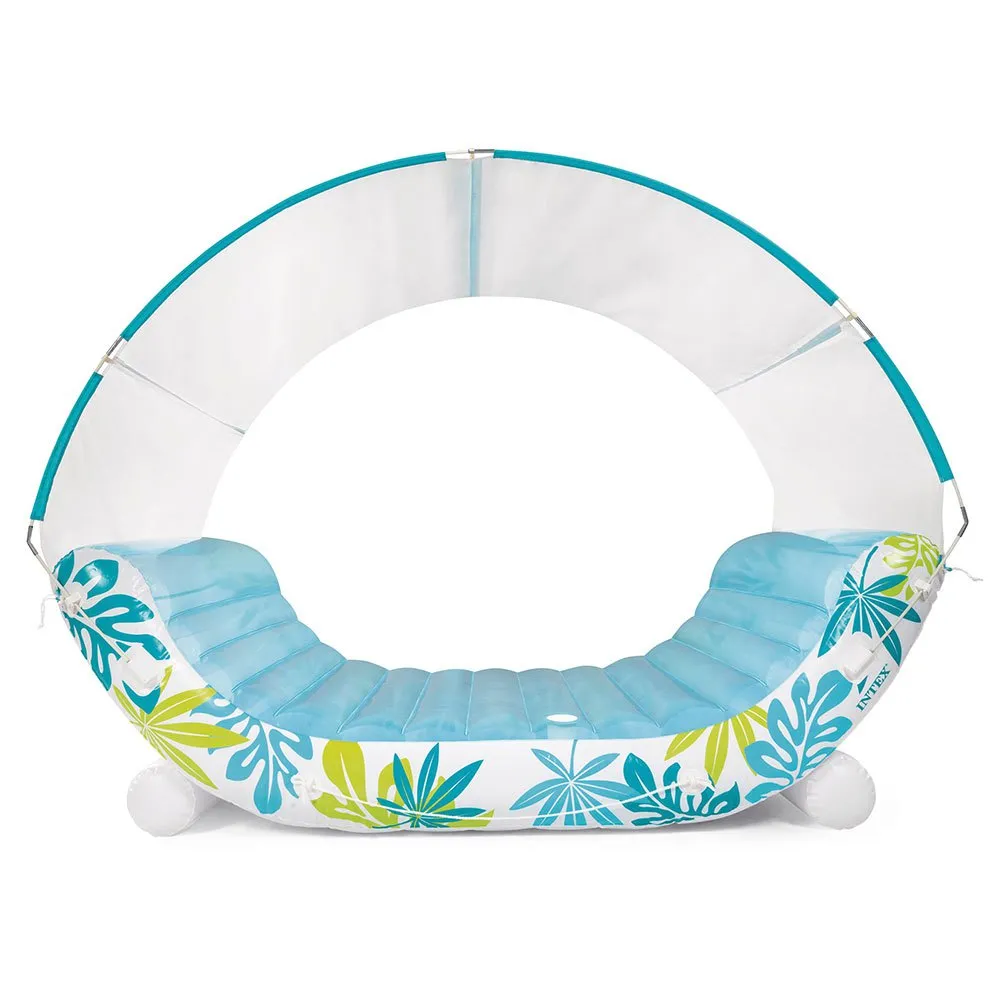 Intex Tropical Canopy Lounge Luftmatratze Für Pool, White / blue, 224 x 150 x 165cm Intex Tropical Canopy Lounge Luftmatratze Für Pool, White / blue, 224 x 150 x 165cm