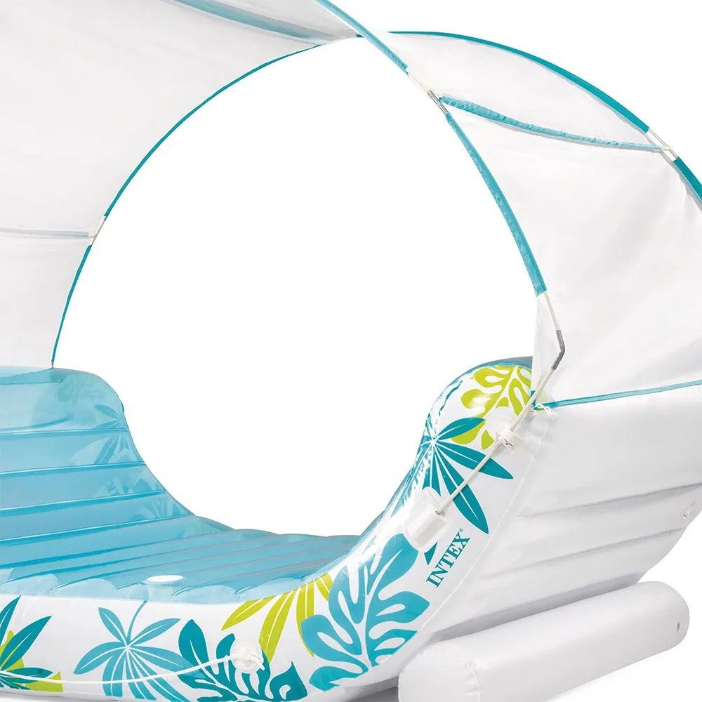 Intex Tropical Canopy Lounge Luftmatratze Für Pool, White / blue, 224 x 150 x 165cm Intex Tropical Canopy Lounge Luftmatratze Für Pool, White / blue, 224 x 150 x 165cm