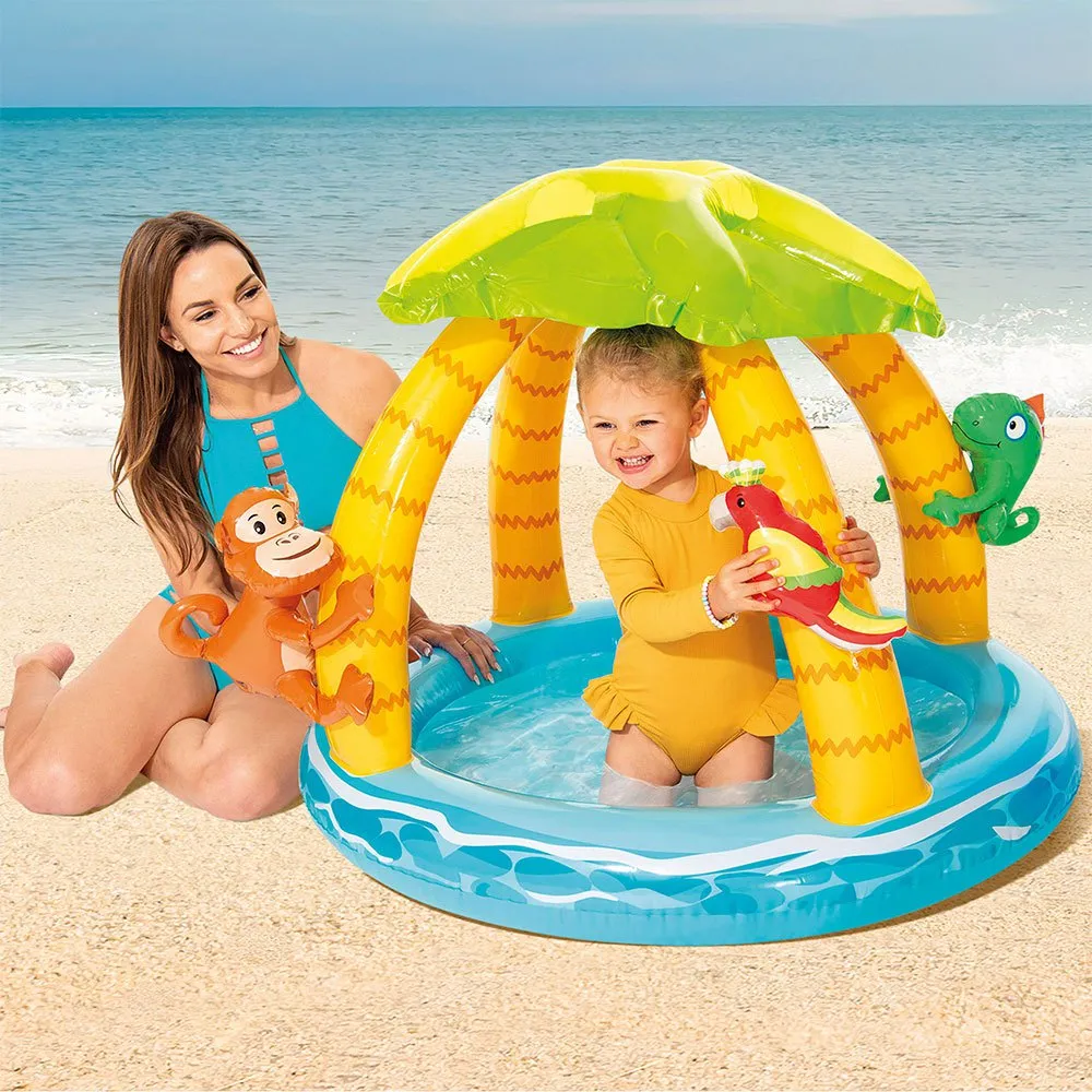 Intex Tropischer Aufblasbarer Pool Mit Sonnensegel Gepolstertem Boden Und Aufblasbaren Tieren 102 Cm, Multicolor, One Size Intex Tropischer Aufblasbarer Pool Mit Sonnensegel Gepolstertem Boden Und Aufblasbaren Tieren 102 Cm, Multicolor, One Size