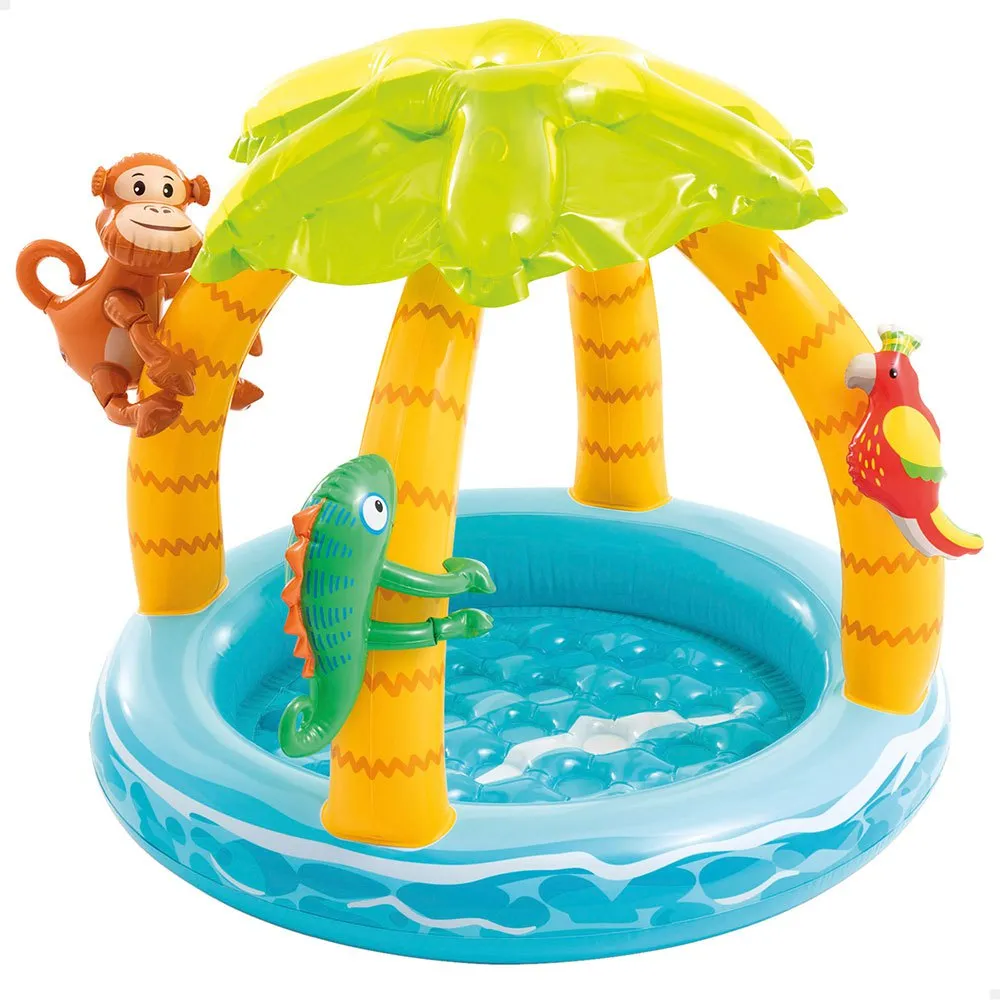 Intex Tropischer Aufblasbarer Pool Mit Sonnensegel Gepolstertem Boden Und Aufblasbaren Tieren 102 Cm, Multicolor, One Size Intex Tropischer Aufblasbarer Pool Mit Sonnensegel Gepolstertem Boden Und Aufblasbaren Tieren 102 Cm, Multicolor, One Size