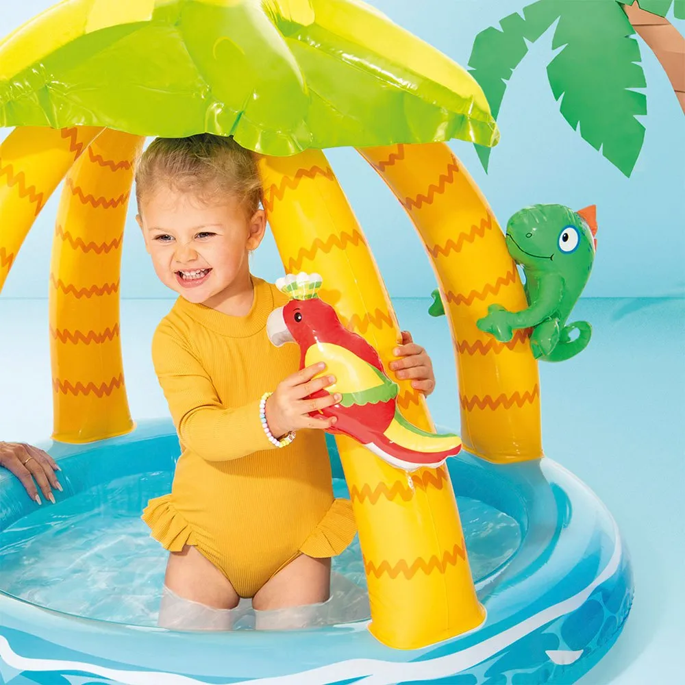 Intex Tropischer Aufblasbarer Pool Mit Sonnensegel Gepolstertem Boden Und Aufblasbaren Tieren 102 Cm, Multicolor, One Size Intex Tropischer Aufblasbarer Pool Mit Sonnensegel Gepolstertem Boden Und Aufblasbaren Tieren 102 Cm, Multicolor, One Size