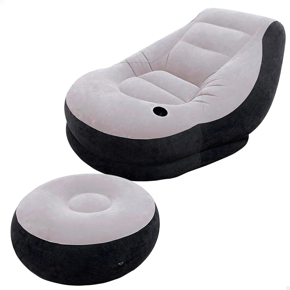 Intex Ultra Lounge Sessel Mit Fußstütze, Grey, 99 x 130 x 76cm / 64 x 28cm Intex Ultra Lounge Sessel Mit Fußstütze, Grey, 99 x 130 x 76cm / 64 x 28cm