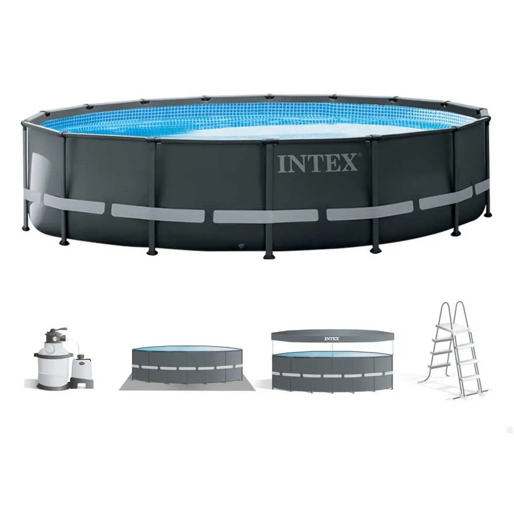 Intex Ultra Xtr 488x122 Cm Stahl Runder Aufstellpool, Grey / blue, 19156L