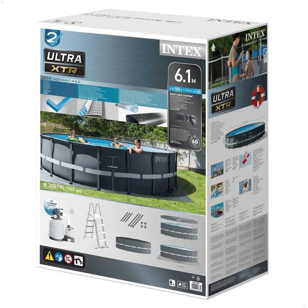 Intex Ultra Xtr 610x122 Cm Stahl Runder Aufstellpool, Grey / blue, 30079L Intex Ultra Xtr 610x122 Cm Stahl Runder Aufstellpool, Grey / blue, 30079L