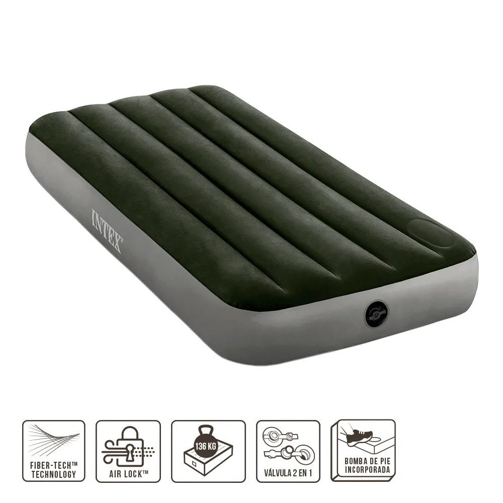 Intex Zwillingscampingbett Mit Fiber-tech-matratze, Green / grey, 76 x 191 x 25cm Intex Zwillingscampingbett Mit Fiber-tech-matratze, Green / grey, 76 x 191 x 25cm