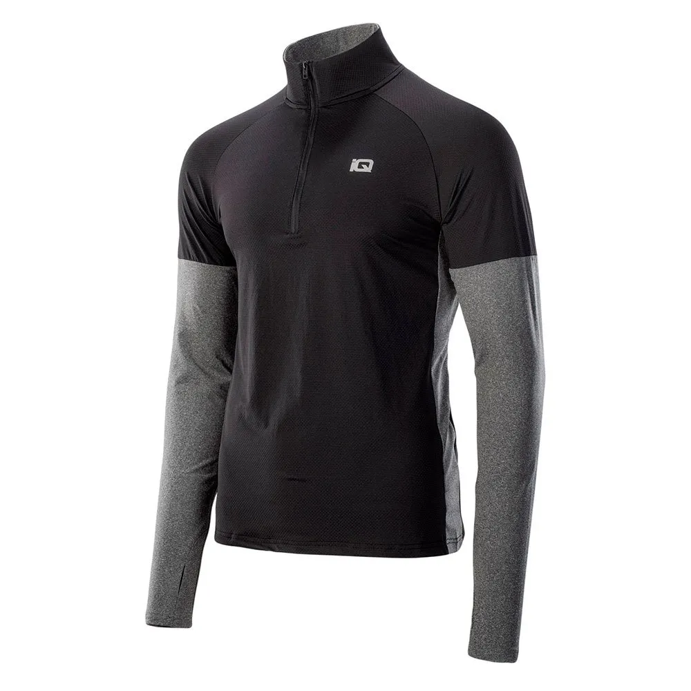 IQ Immo Halbreißverschluss-langarm-t-shirt male, Black / grey melange