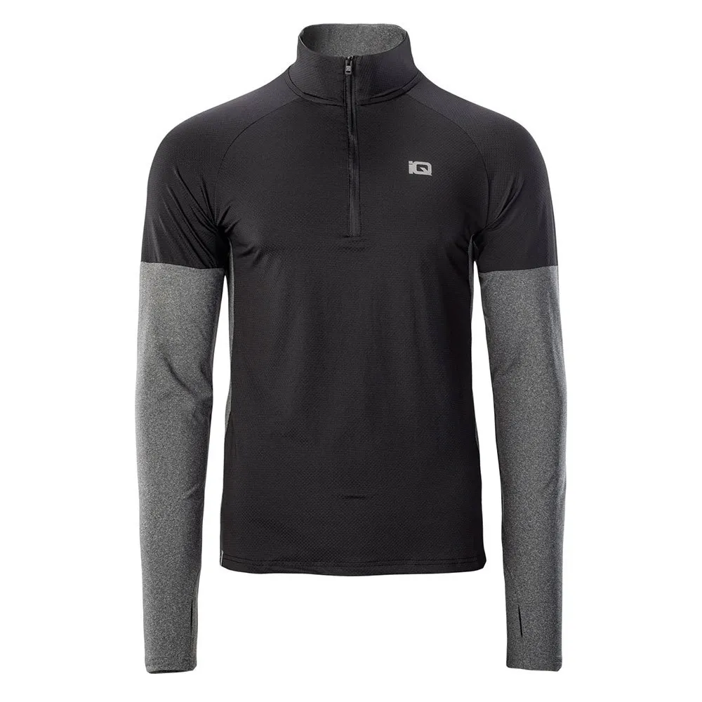 IQ Immo Halbreißverschluss-langarm-t-shirt male, Black / grey melange