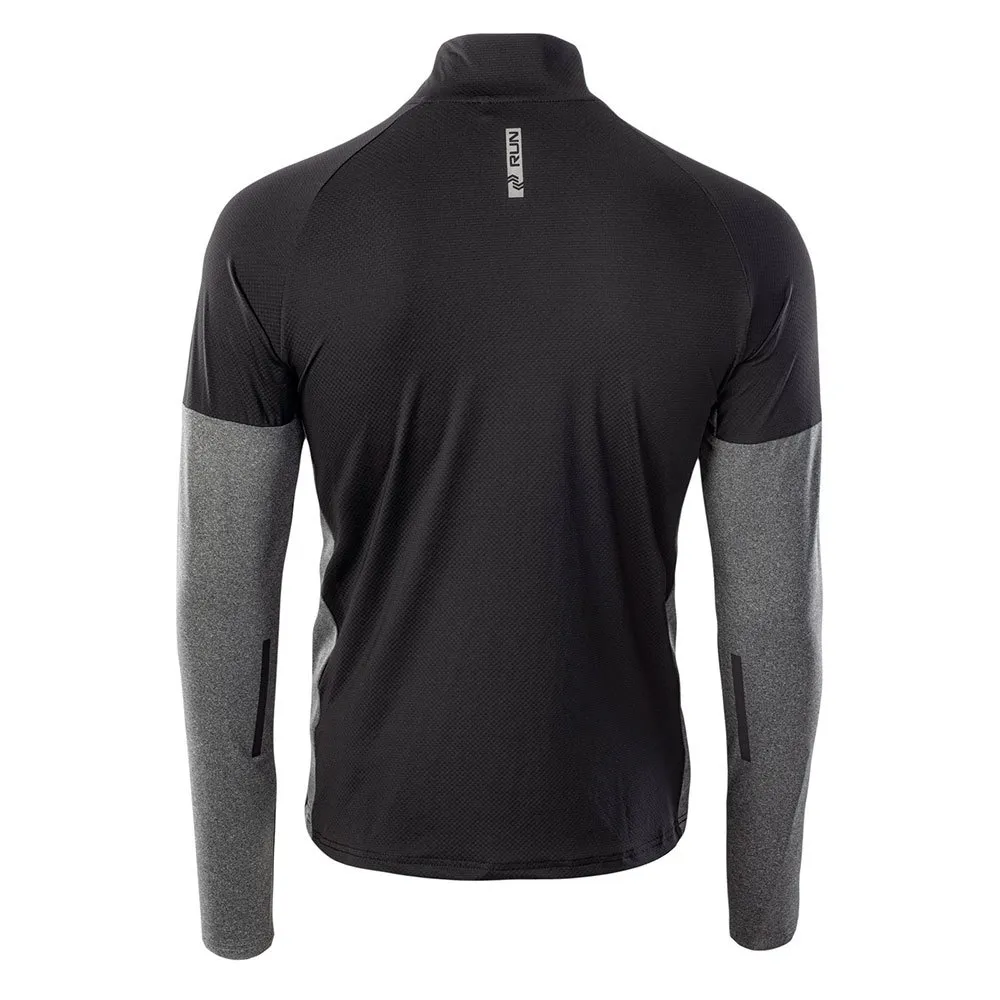 IQ Immo Halbreißverschluss-langarm-t-shirt male, Black / grey melange