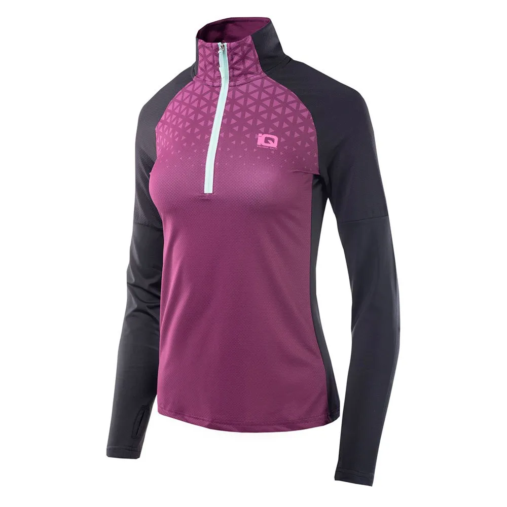IQ Rimmo Halbreißverschluss-langarm-t-shirt female, Black / dark purple