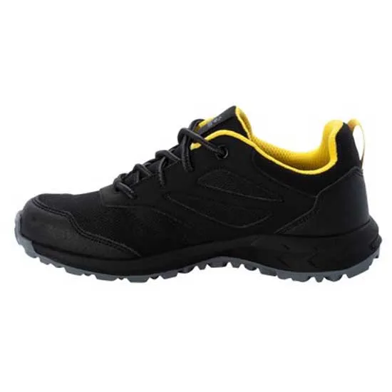 Jack Wolfskin Woodland Texapore Low Wanderschuhe, Black / burly yellow xt, EU 34 Jack Wolfskin Woodland Texapore Low Wanderschuhe, Black / burly yellow xt, EU 34