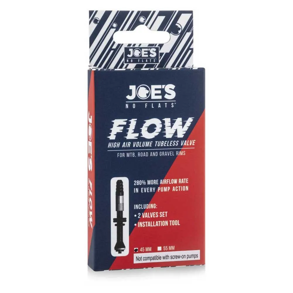 Joe's No Flats Flow High Air Tubeless Ventile 2 Einheiten, Black, 45mm Joe's No Flats Flow High Air Tubeless Ventile 2 Einheiten, Black, 45mm