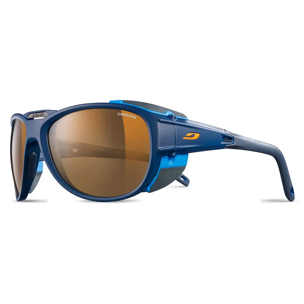 Julbo Explorer 2.0 Reactiv Cameleon Photochrome Sonnenbrille, Mat blue / cyan blue, Reactiv Cameleon Brown/CAT2-4 Julbo Explorer 2.0 Reactiv Cameleon Photochrome Sonnenbrille, Mat blue / cyan blue, Reactiv Cameleon Brown/CAT2-4