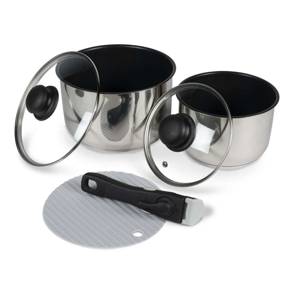 Kampa Stracker Kochtopfset, Silver / black, One Size Kampa Stracker Kochtopfset, Silver / black, One Size