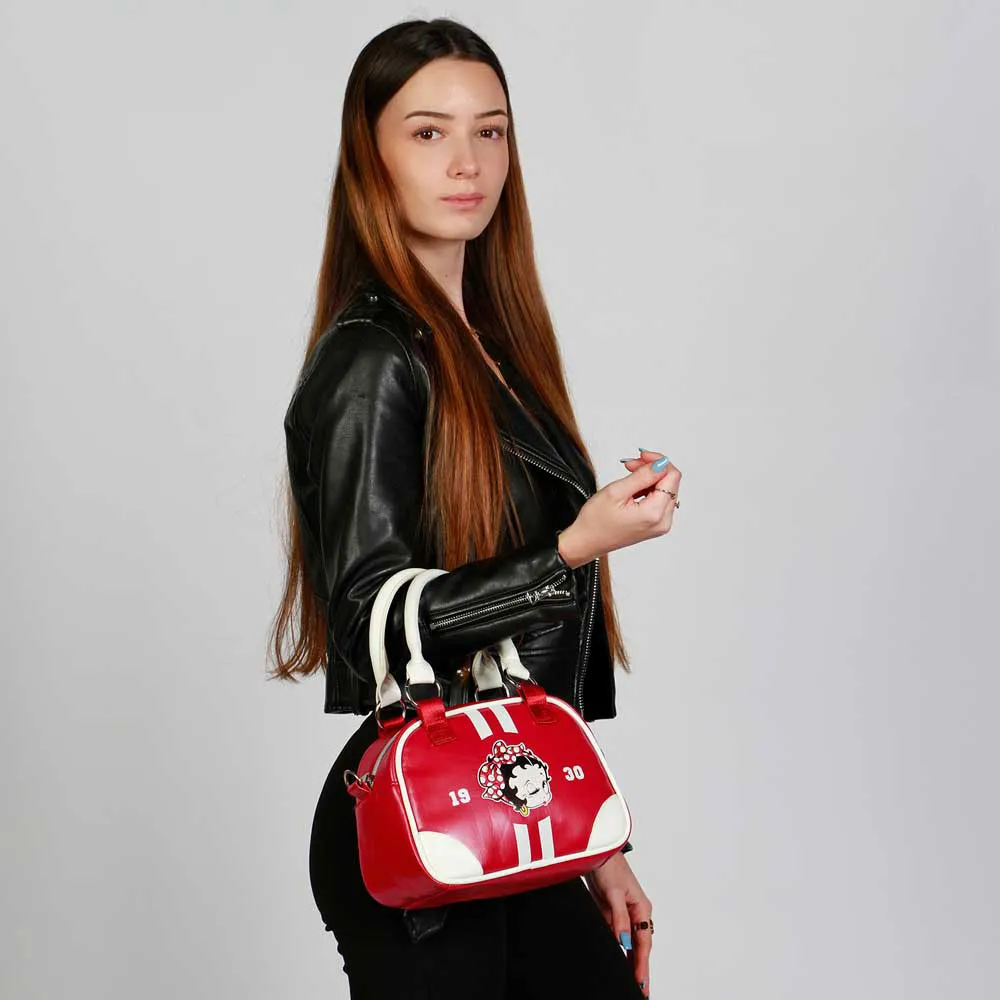 Karactermania Betty Boop Varsity Bowling Fashion Tasche, Burgundy Karactermania Betty Boop Varsity Bowling Fashion Tasche, Burgundy