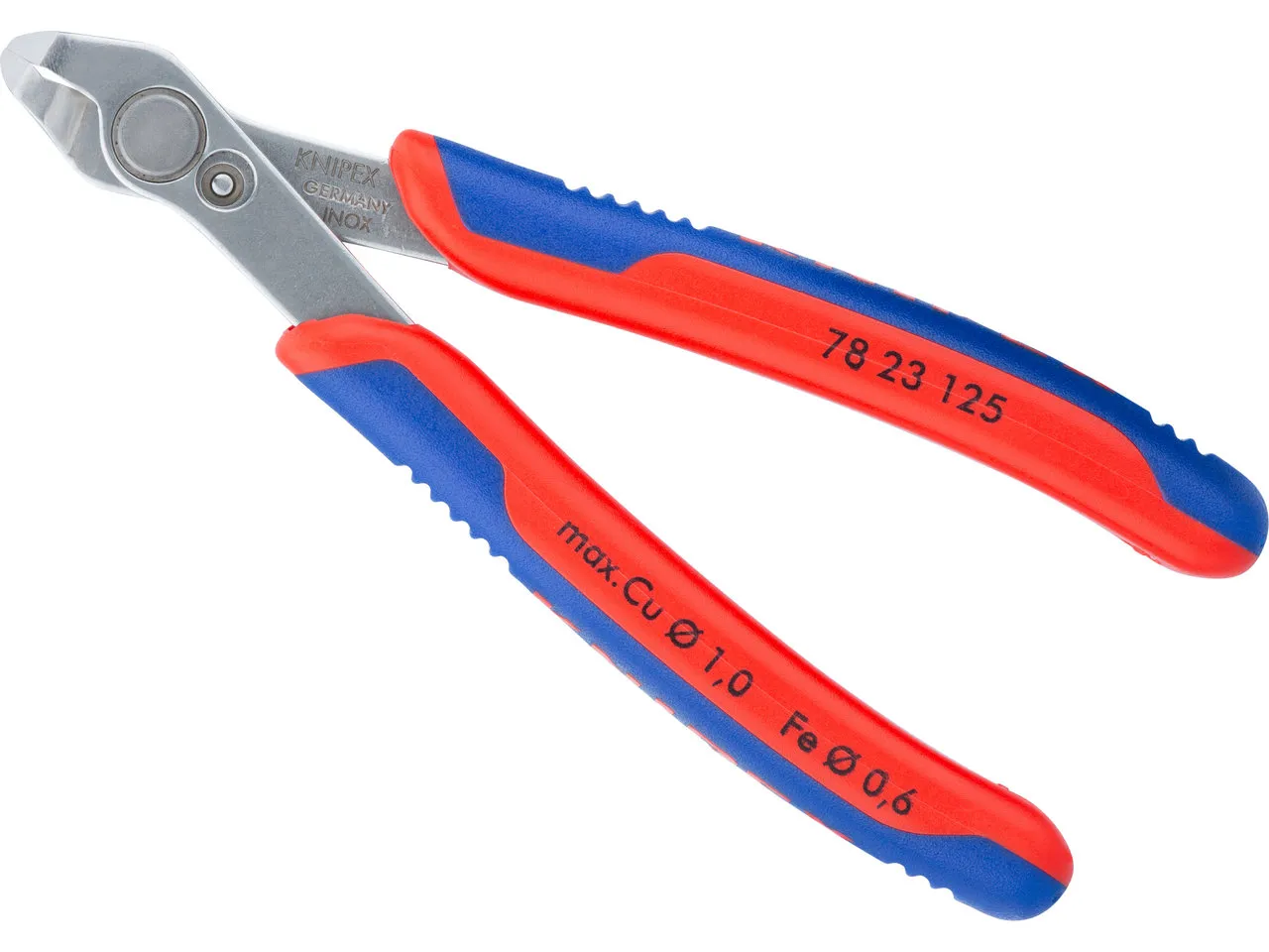 Knipex Electronic Super Knips® Zange mit 60° Winkel, Rot-blau, 125mm Knipex Electronic Super Knips® Zange mit 60° Winkel, Rot-blau, 125mm