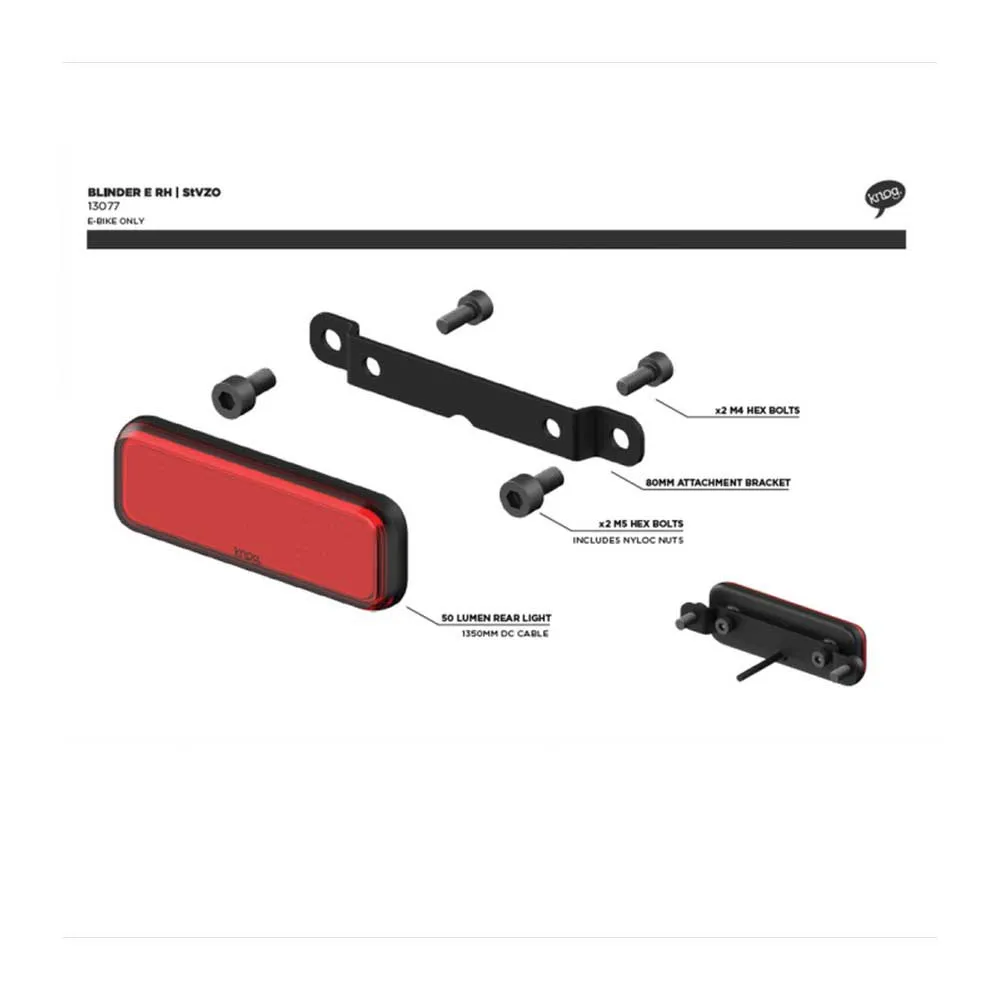 Knog Blinder E Rh E-bike Rücklicht, Black / red, 25 Lumina Knog Blinder E Rh E-bike Rücklicht, Black / red, 25 Lumina