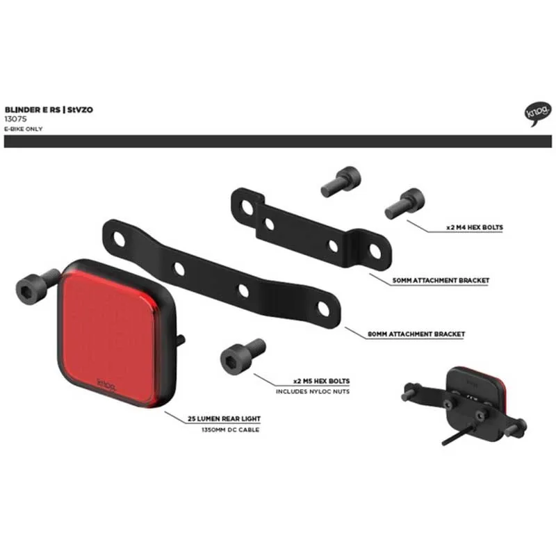 Knog Blinder E Rs E-bike Rücklicht, Black / red, 25 Lumina Knog Blinder E Rs E-bike Rücklicht, Black / red, 25 Lumina