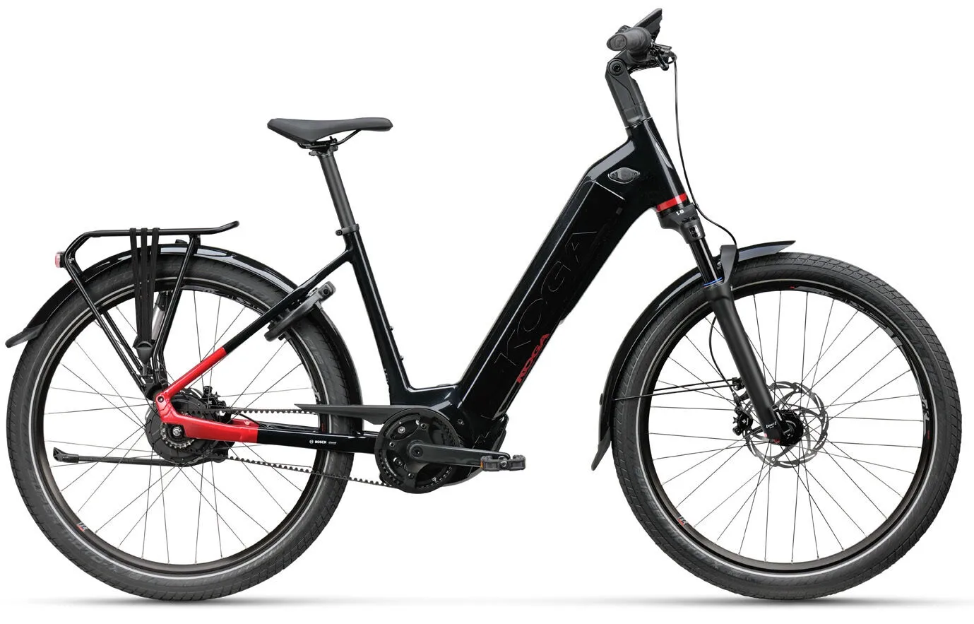 Koga Pace B10 Lady Suspension Panther Black / Siena Red High Gloss 27,5" 625 Wh, Schwarz, S