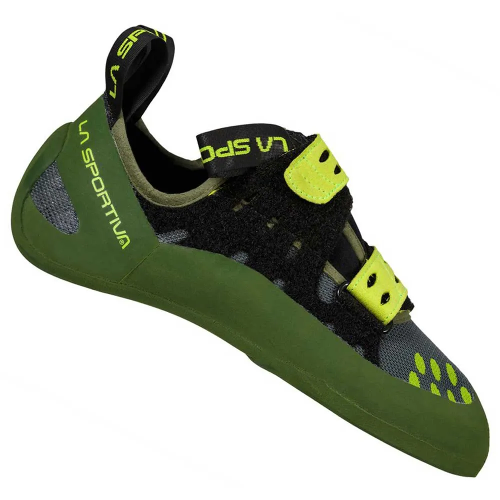 La Sportiva Geckogym Vegan Kletterschuhe, Olive / neon