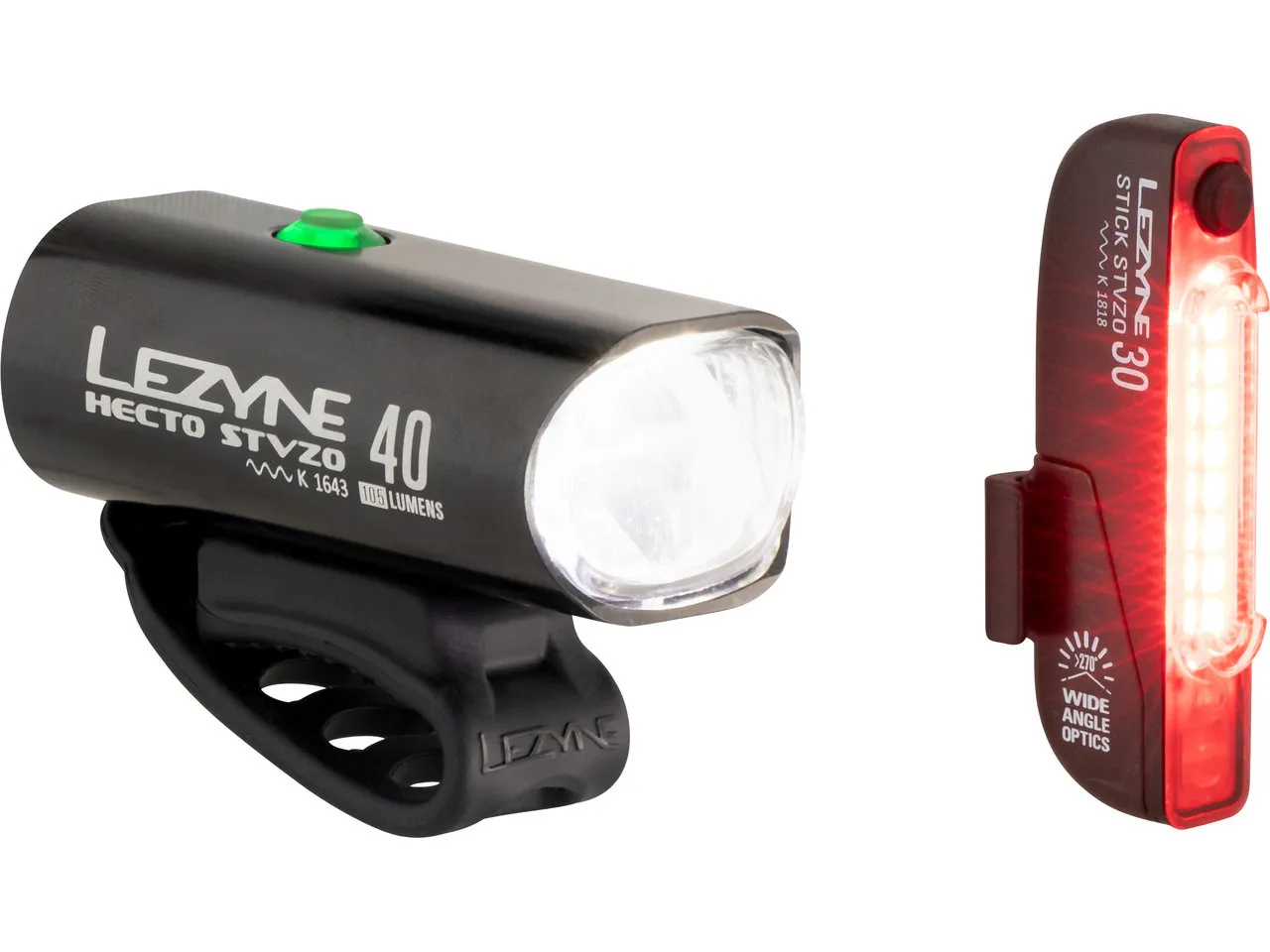 Lezyne Hecto 40 Frontlicht + Stick Rücklicht Beleuchtungsset mit StVZO, Schwarz, one_size Lezyne Hecto 40 Frontlicht + Stick Rücklicht Beleuchtungsset mit StVZO, Schwarz, one_size
