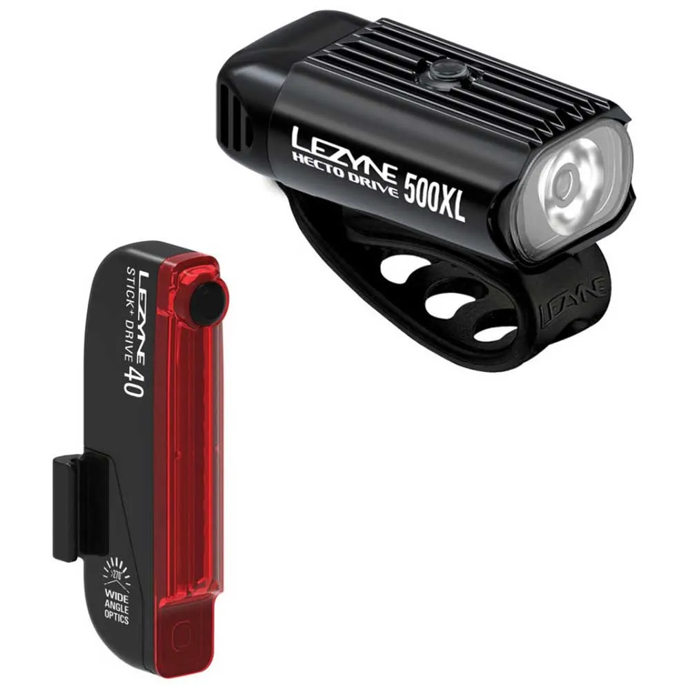 Lezyne Hecto Drive 500xl/stick+ Drive Lichtset, Black / black, One Size Lezyne Hecto Drive 500xl/stick+ Drive Lichtset, Black / black, One Size