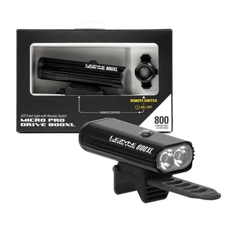 Lezyne MICRO DRIVE PRO 800XL REMOTE LOADED Frontlicht, Schwarz Lezyne MICRO DRIVE PRO 800XL REMOTE LOADED Frontlicht, Schwarz