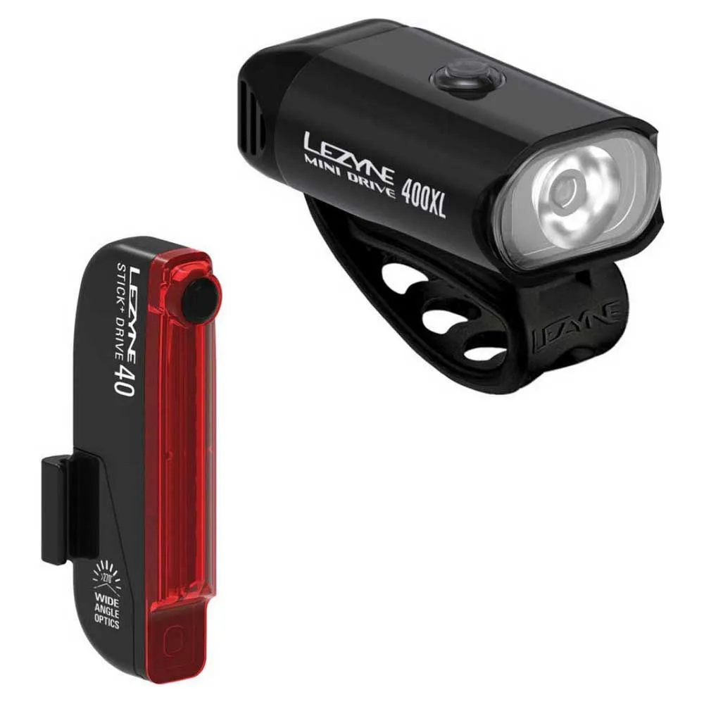 Lezyne Mini Drive 400 Xl/stick+ Lichtset, Black, 400 Lumina Lezyne Mini Drive 400 Xl/stick+ Lichtset, Black, 400 Lumina