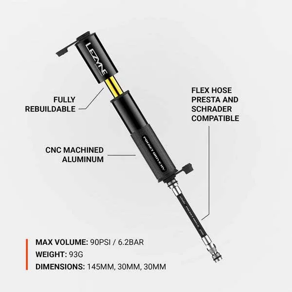 Lezyne Pocket Drive Hv Loaded Mini-pumpe, Black / silver, 160psi Lezyne Pocket Drive Hv Loaded Mini-pumpe, Black / silver, 160psi